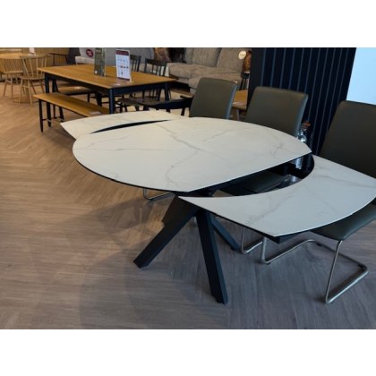 Giza Dining Table 130cm Swivel Matt Marble White Giza Dining Table 130cm Swivel Matt Marble White