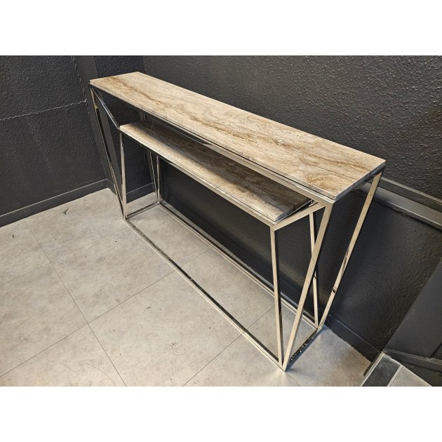 Stone Italia Bergamo Console Table Glam Travertine Stone Italia Bergamo Console Table Glam Travertine