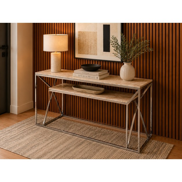 Stone Italia Bergamo Console Table Glam Travertine Stone Italia Bergamo Console Table Glam Travertine