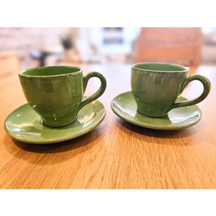 Set of 2 Green Cups & Saucers Set of 2 Green Cups & Saucers