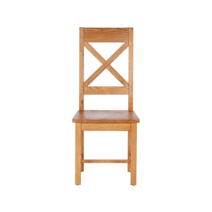 Fairfax Oak Cross Back Chair - Wooden Seat