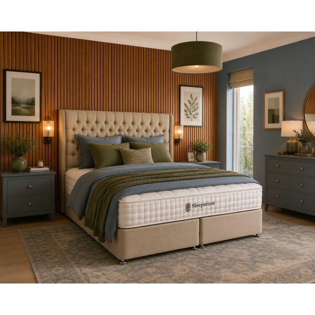 Sleepeezee Superking Shaftsbury 2600 Sprung Divan - Blossom Headboard - x4 Drawers Sleepeezee Superking Shaftsbury 2600 Sprung Divan - Blossom Headboard - x4 Drawers