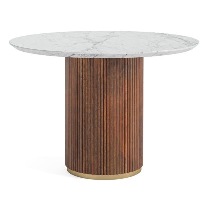 Crosby Walnut Dining Round Dining Table - Marble Top Crosby Walnut Dining Round Dining Table - Marble Top