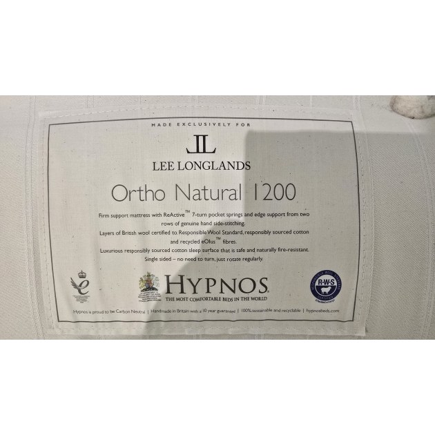 Hypnos Ortho 1200 Natural 5'0" Super Storage Ottoman Divan Set with 150cm Isobella Slim Headboard Hypnos Ortho 1200 Natural 5'0" Super Storage Ottoman Divan Set with 150cm Isobella Slim Headboard