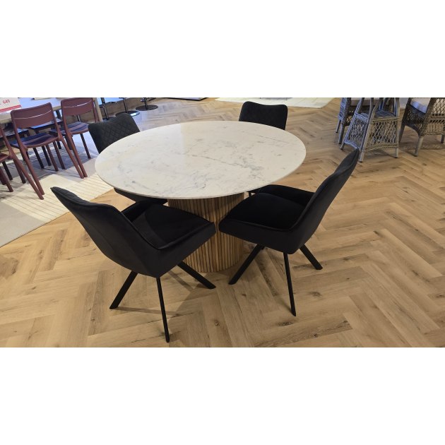 Raffi Dining 120cm Round Table & 4x Norfolk Dining Armchair Raffi Dining 120cm Round Table & 4x Norfolk Dining Armchair