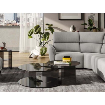 Natuzzi Editions Pepe Cut-Out Coffee Smoke Glass Table