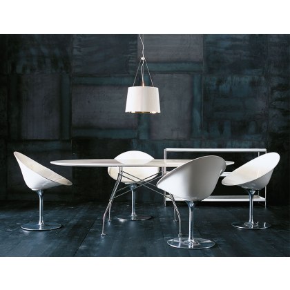 Glossy by Antonio Citterio Oval White Glass Table