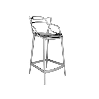 Kartell Masters by Phillippe Starck Stool H.65 Chrome Metallic