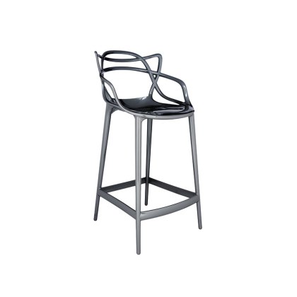 Masters by Phillippe Starck Stool H.65 Titanium Metallic