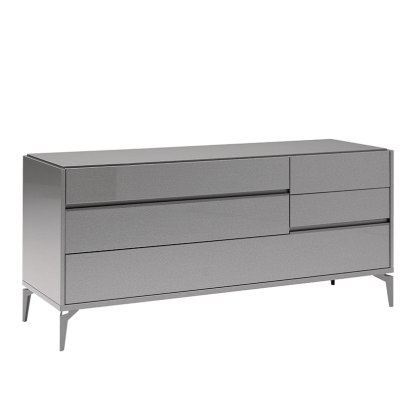 Gray Bedroom Dresser, 2 Night Stands, Mirror & Bed