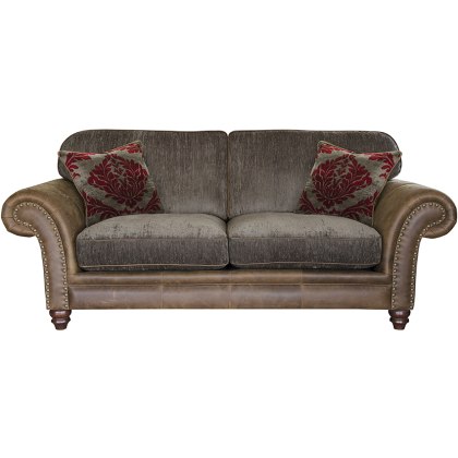 Carnegie 2 Seater Leather & Fabric Sofa - Quick Ship