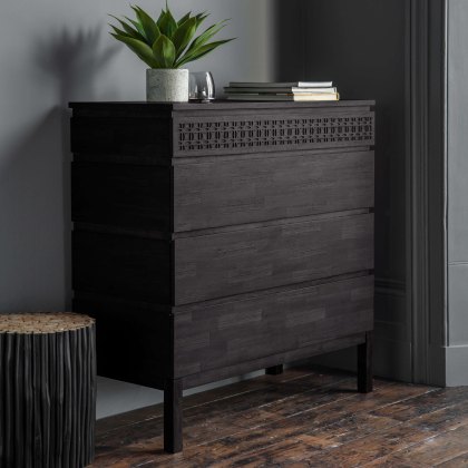 Gallery Direct Boho 4 Drawer Chest, Black Gallery Direct Boho 4 Drawer Chest, Black