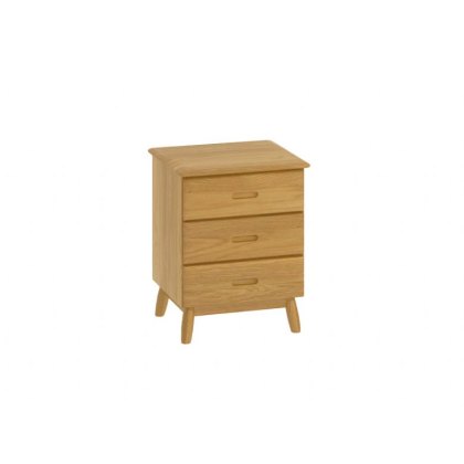 Malin Bedroom Oak 3 Drawers Bedside Cabinet