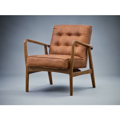 Bayside Mid-century Modern Armchair - Vintage Brown Leather