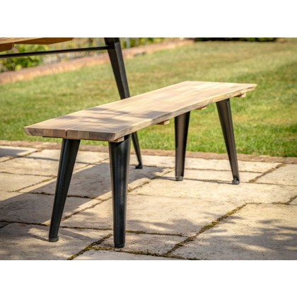 Vigo Acacia Modern Industrial Outdoor Dining Bench