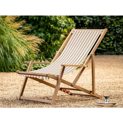 Brighton Wooden Deck Chair Clay Stripe W/ Armrest