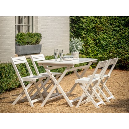 Calp Acacia White Foldable Garden Dining Set