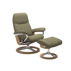 Stressless Consul Large Recliner Chair & Stool Signature Base