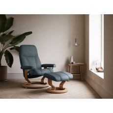 Stressless Consul Small Recliner Chair & Stool with Classic Base Stressless Consul Small Recliner Chair & Stool with Classic Base