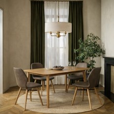Malin Dining Extending Oak Dining Table 160-200cm + 4 Dorcas Light Brown Dining Chairs Malin Dining Extending Oak Dining Table 160-200cm + 4 Dorcas Light Brown Dining Chairs