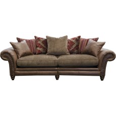 Carnegie 4 Seater Leather & Fabric Pillow Back Sofa - Split