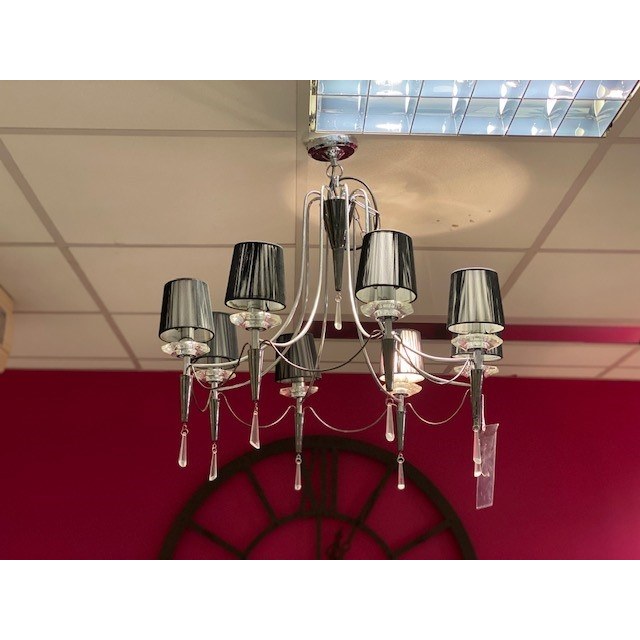 Searchlight Lights Chrome/Black 8 Light Chandelier Searchlight Lights Chrome/Black 8 Light Chandelier