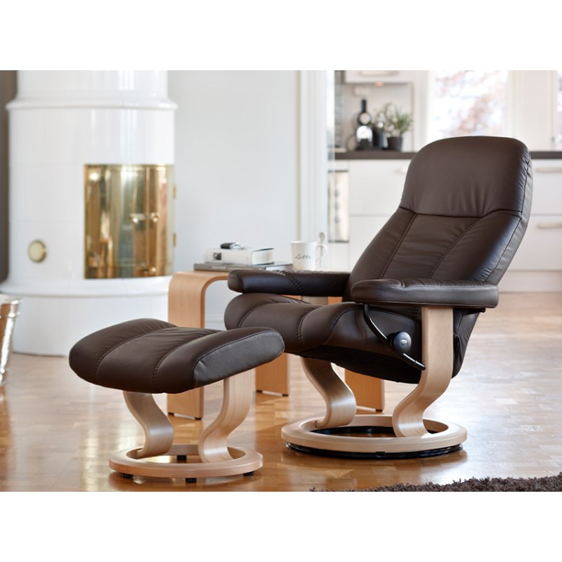 Stressless Consul Large Classic Recliner Chair & Stool Stressless Consul Large Classic Recliner Chair & Stool