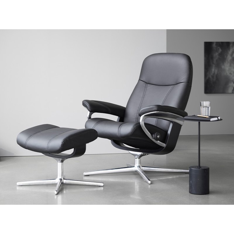 Stressless Consul Large Cross Chair & Stool Stressless Consul Large Cross Chair & Stool