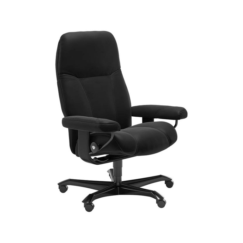 Stressless Consul Medium Leather Office Chair Batick Black Stressless Consul Medium Leather Office Chair Batick Black