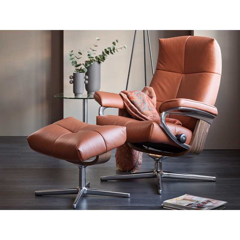 Stressless David Small Recliner Cross Small Recliner Chair & Stool Stressless David Small Recliner Cross Small Recliner Chair & Stool