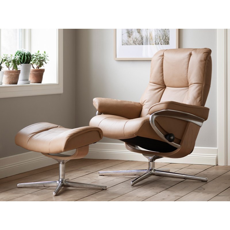 Stressless Mayfair Small Cross Base Chair & Stool Stressless Mayfair Small Cross Base Chair & Stool