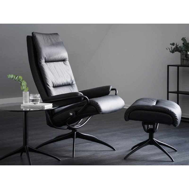 Stressless Tokyo Star Recliner Chair w/ High Back and Footstool Stressless Tokyo Star Recliner Chair w/ High Back and Footstool