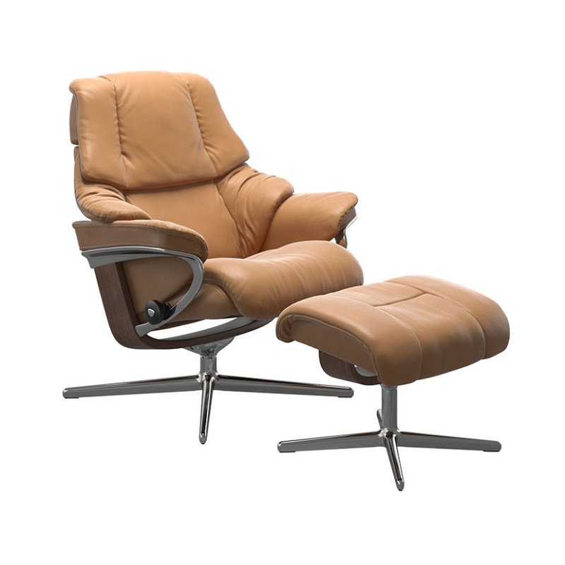 Stressless Reno Large Cross Chair & Stool Stressless Reno Large Cross Chair & Stool