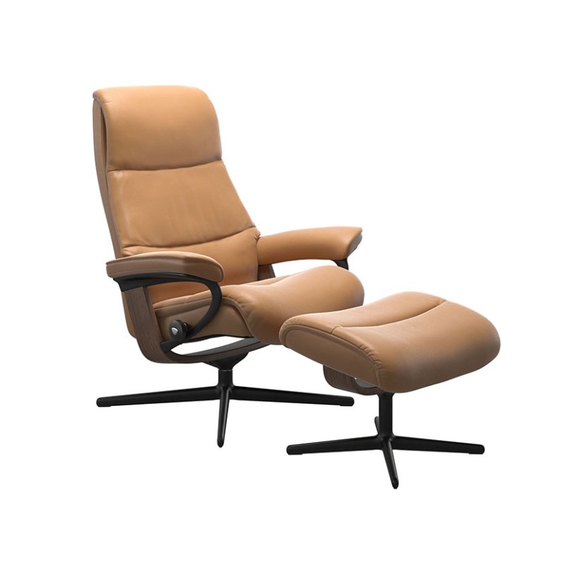 Stressless View Medium Cross Chair & Stool Stressless View Medium Cross Chair & Stool