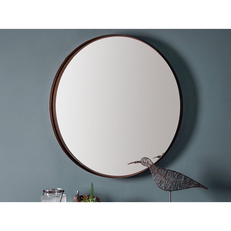 Thaine Mirror 33,Sleek and stylish mirror Metal frame Aged bronze finish 33 diameter Thaine Mirror 33,Sleek and stylish mirror Metal frame Aged bronze finish 33 diameter