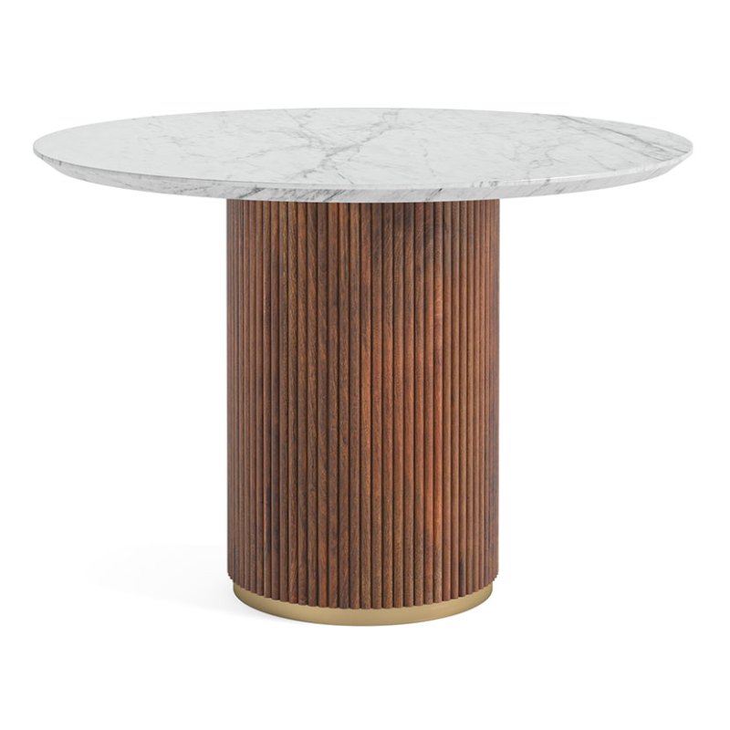 Crosby Walnut Dining Round Dining Table - Marble Top Crosby Walnut Dining Round Dining Table - Marble Top