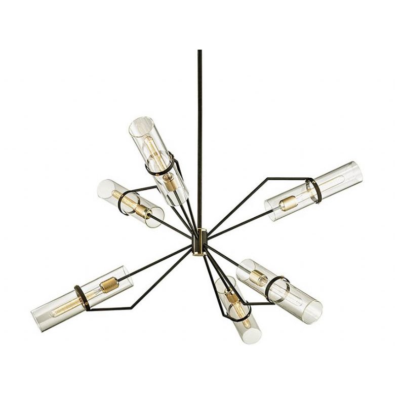 Raef Large Bronze and Brass 6 Light Chandelier Raef Large Bronze and Brass 6 Light Chandelier