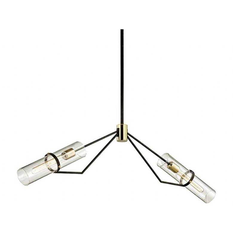 Raef Bronze and Brass Linear 2 Light Chandelier Raef Bronze and Brass Linear 2 Light Chandelier