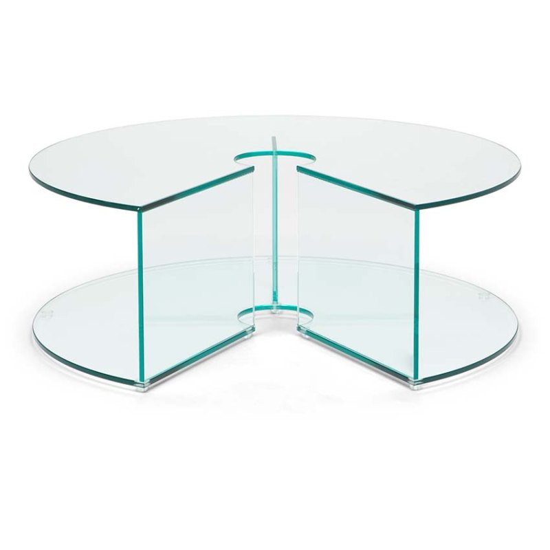 Natuzzi Editions Pepe Cut-Out Coffee Clear Glass Table Natuzzi Editions Pepe Cut-Out Coffee Clear Glass Table