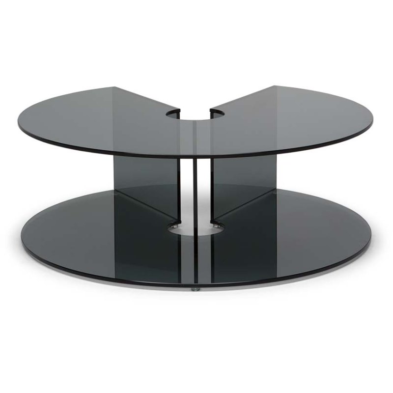 Natuzzi Editions Pepe Cut-Out Coffee Smoke Glass Table Natuzzi Editions Pepe Cut-Out Coffee Smoke Glass Table