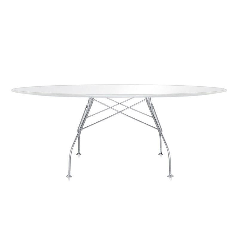 Kartell Glossy by Antonio Citterio Oval White Glass Table Kartell Glossy by Antonio Citterio Oval White Glass Table