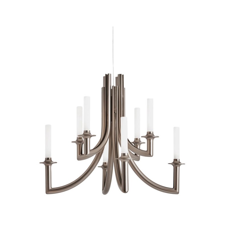 Kartell Khan by Philippe Starck Matt Bronze Metal Chandelier Kartell Khan by Philippe Starck Matt Bronze Metal Chandelier