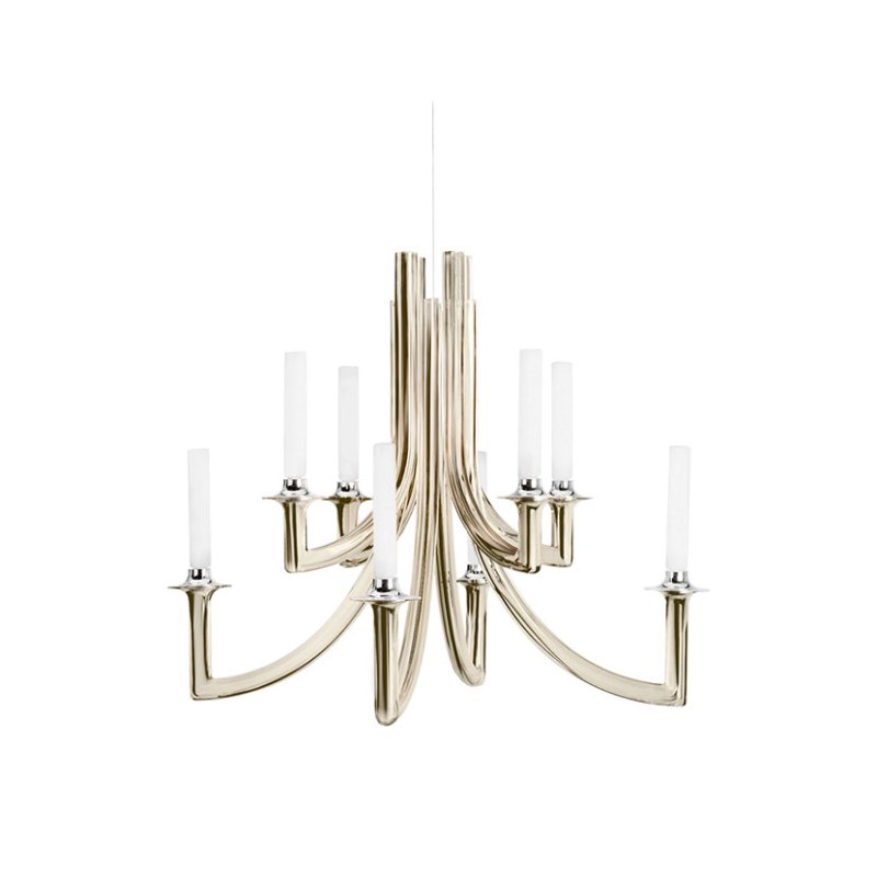 Khan by Philippe Starck Polished Metal Chandelier Khan by Philippe Starck Polished Metal Chandelier