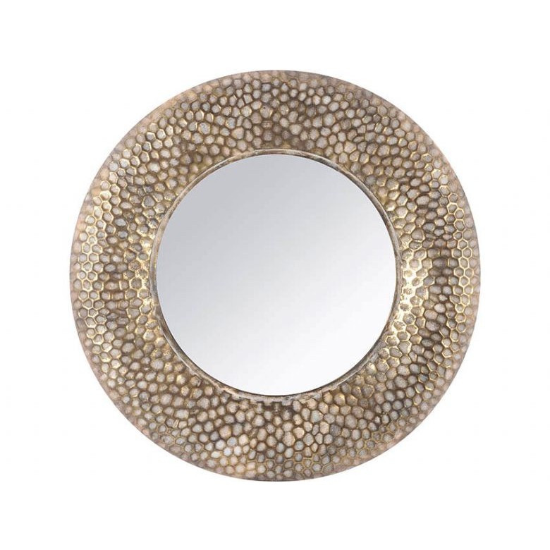 Antique Gold Round Honeycomb Mirror Antique Gold Round Honeycomb Mirror