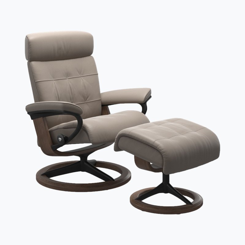 Stressless Erik Small Recliner Chair & Stool with Signature Base Stressless Erik Small Recliner Chair & Stool with Signature Base