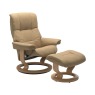 Stressless Mayfair Medium Leather Chair & Stool Paloma Sand & Oak