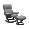 Stressless Mayfair Medium Leather Chair & Stool Paloma Silver Grey