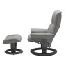 Stressless Mayfair Medium Leather Chair & Stool Paloma Silver Grey Stressless Mayfair Medium Leather Chair & Stool Paloma Silver Grey