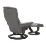 Stressless Mayfair Medium Leather Chair & Stool Paloma Silver Grey Stressless Mayfair Medium Leather Chair & Stool Paloma Silver Grey