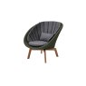 Cane-line Peacock Dark Green Lounge Chair W/ Teak Legs Cane-line Peacock Dark Green Lounge Chair W/ Teak Legs